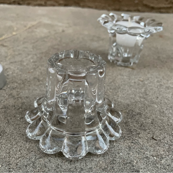 Vintage.MADE IN ITALY. Two Glass Candle Stick Holders - Picture 5 of 8